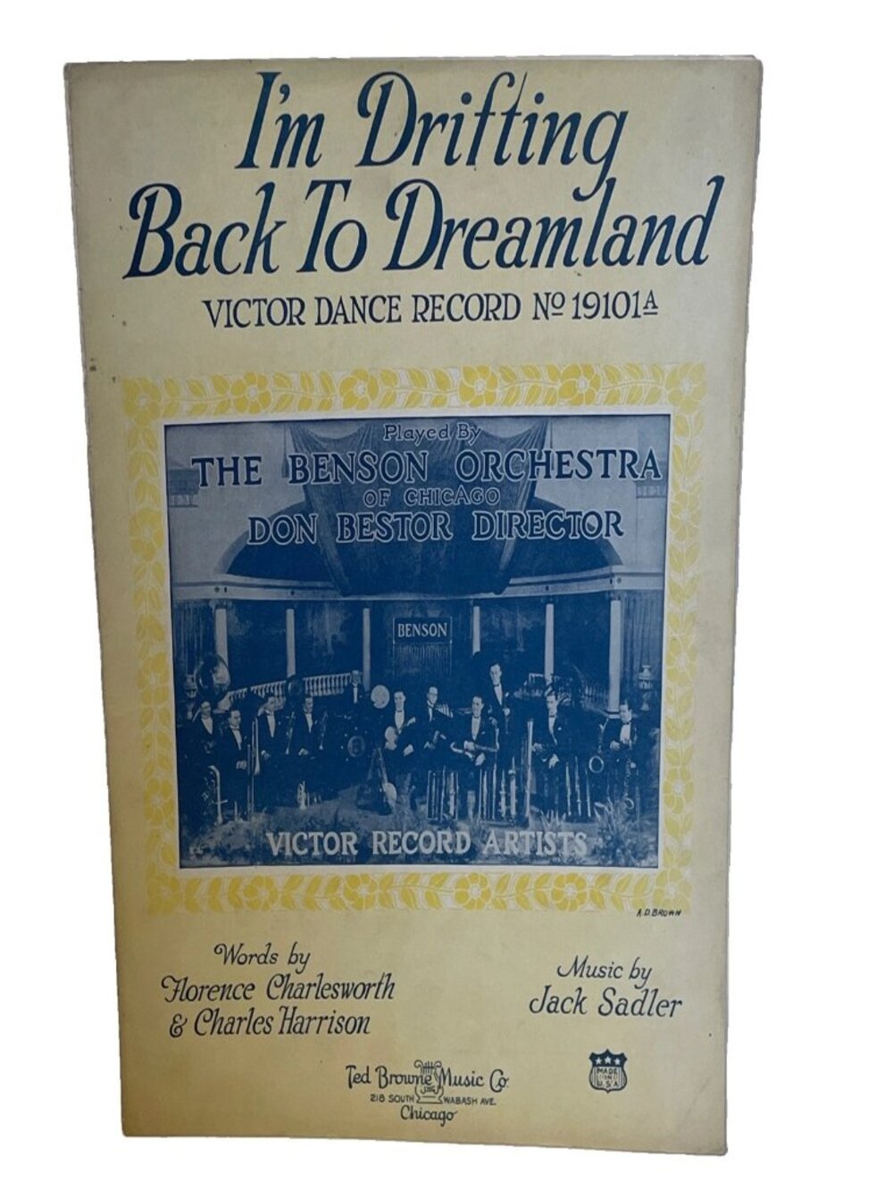 1922 I'm Drifting Back to Dreamland Sheet Music Sadler Charlesworth Harrison